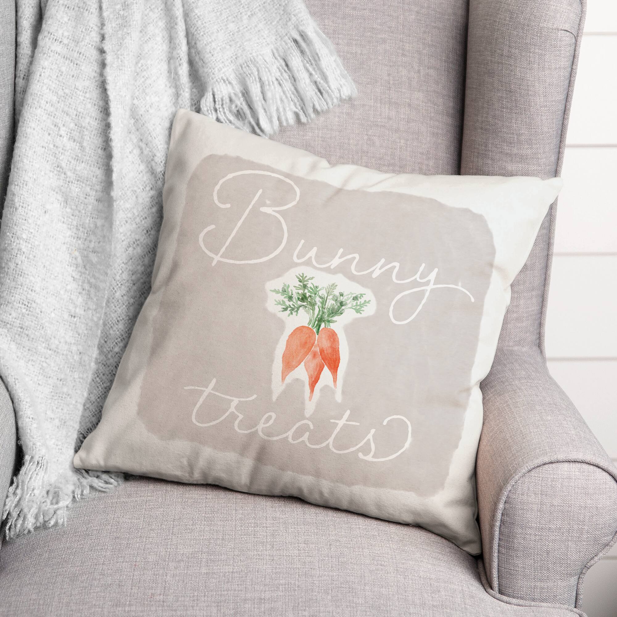 Bunny Treats Pillow 2 18" x 18" Throw Pillow